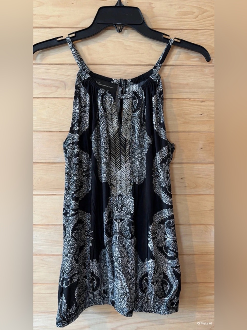 INC International Concepts Black and White Printed Sleeveless Women’s Top